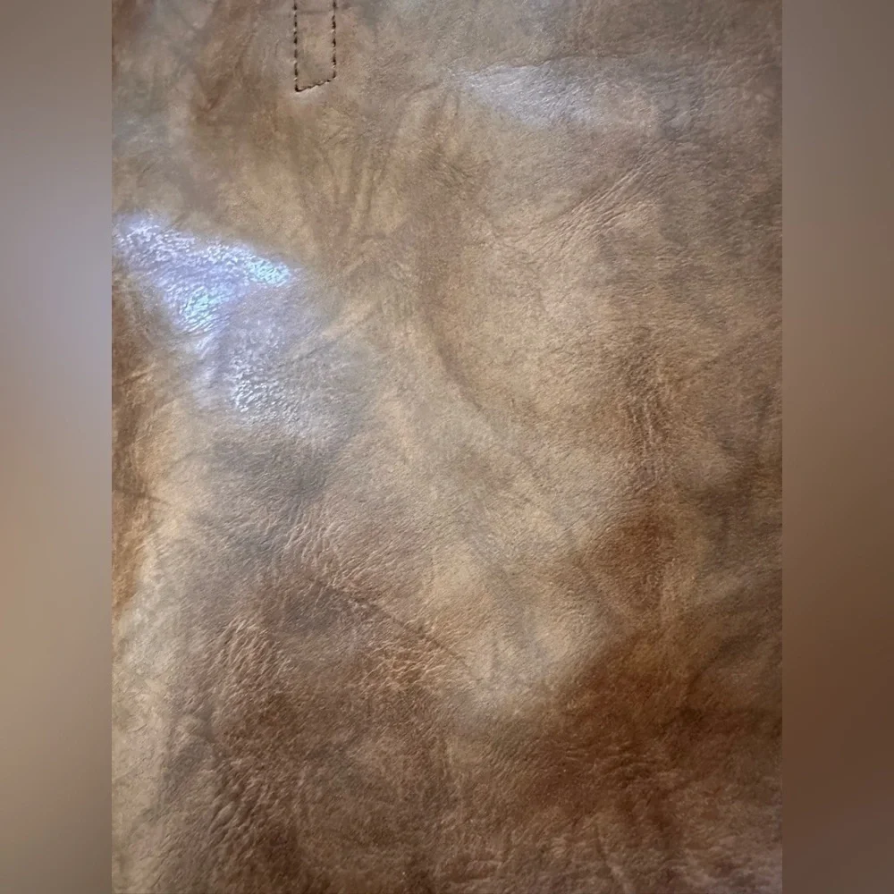Brown Faux Leather Tote Bag